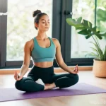 요가강사 영어 수업 팁 - **Prompt:** A young, determined female yoga teacher, with a warm and focused expression, is seated c...